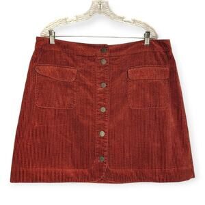 Loft Outlet burnt orange front button corduroy short skirt, Women's size 16
